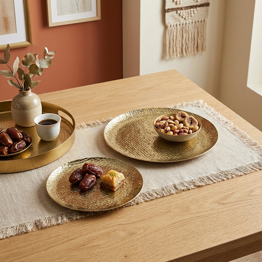 Relish Round Metal Platter, Set of 2 - Gold