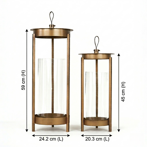 Cesca Metal Lantern, Set Of 2 - Brown