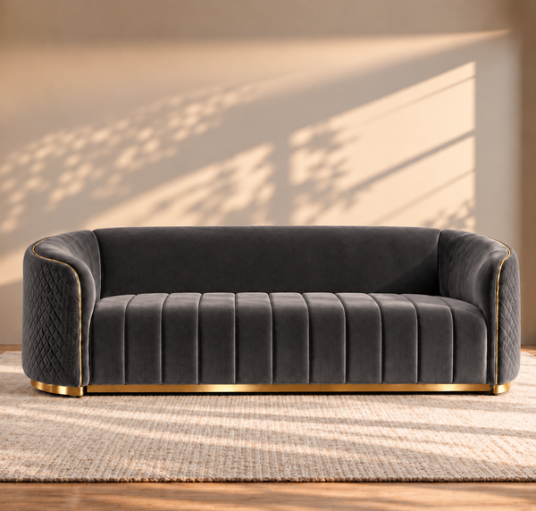 Fiona 3 Seater Velvet Sofa - L247cm x W94cm x H81cm