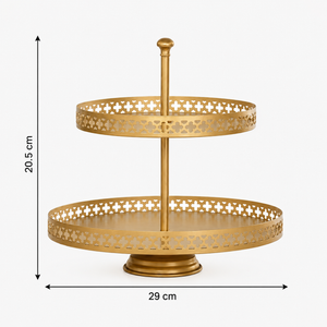 Nish 2-Tier Oval Serving Stand - Gold
