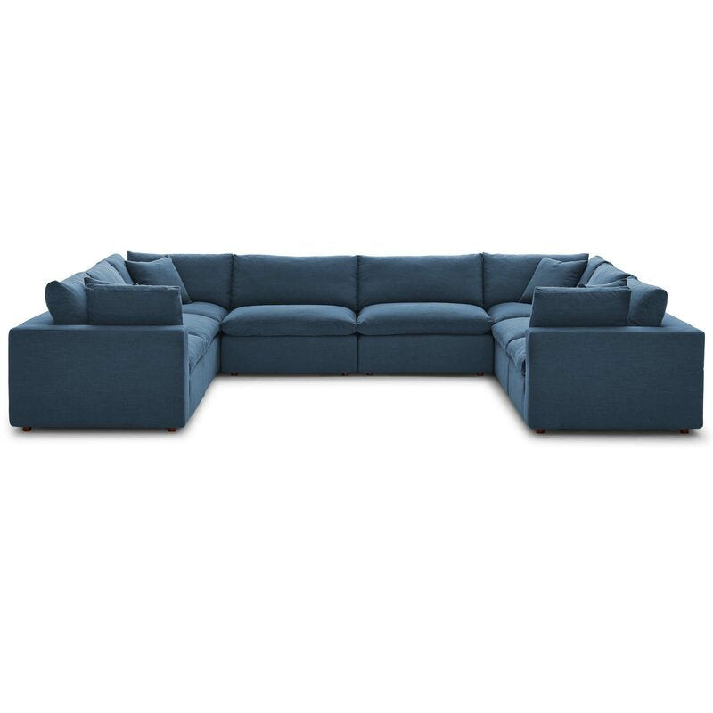 Novara 8-Seater Modular Fabric Sofa Symmetrical Design, Wide & Spacious, Ash Blue Upholstery, 400cm x 300cm x 89cm