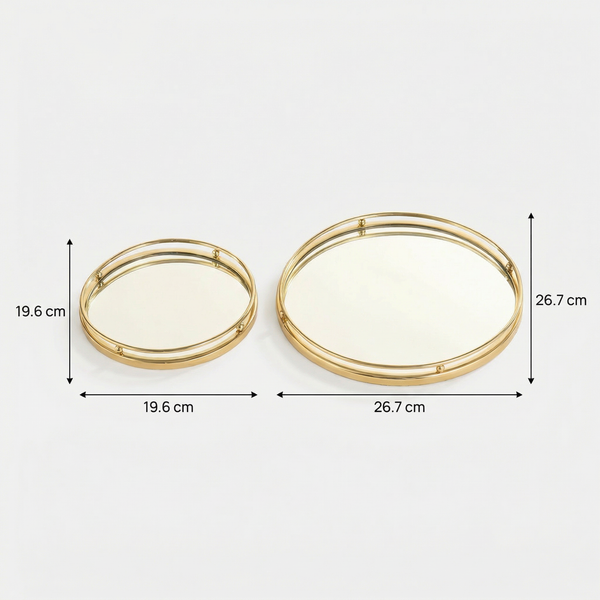 Zarin Mirrored Tray, Set Of 2 - Gold