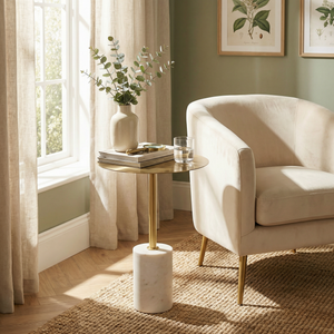 Terry Side Table With Marble Base - Brass