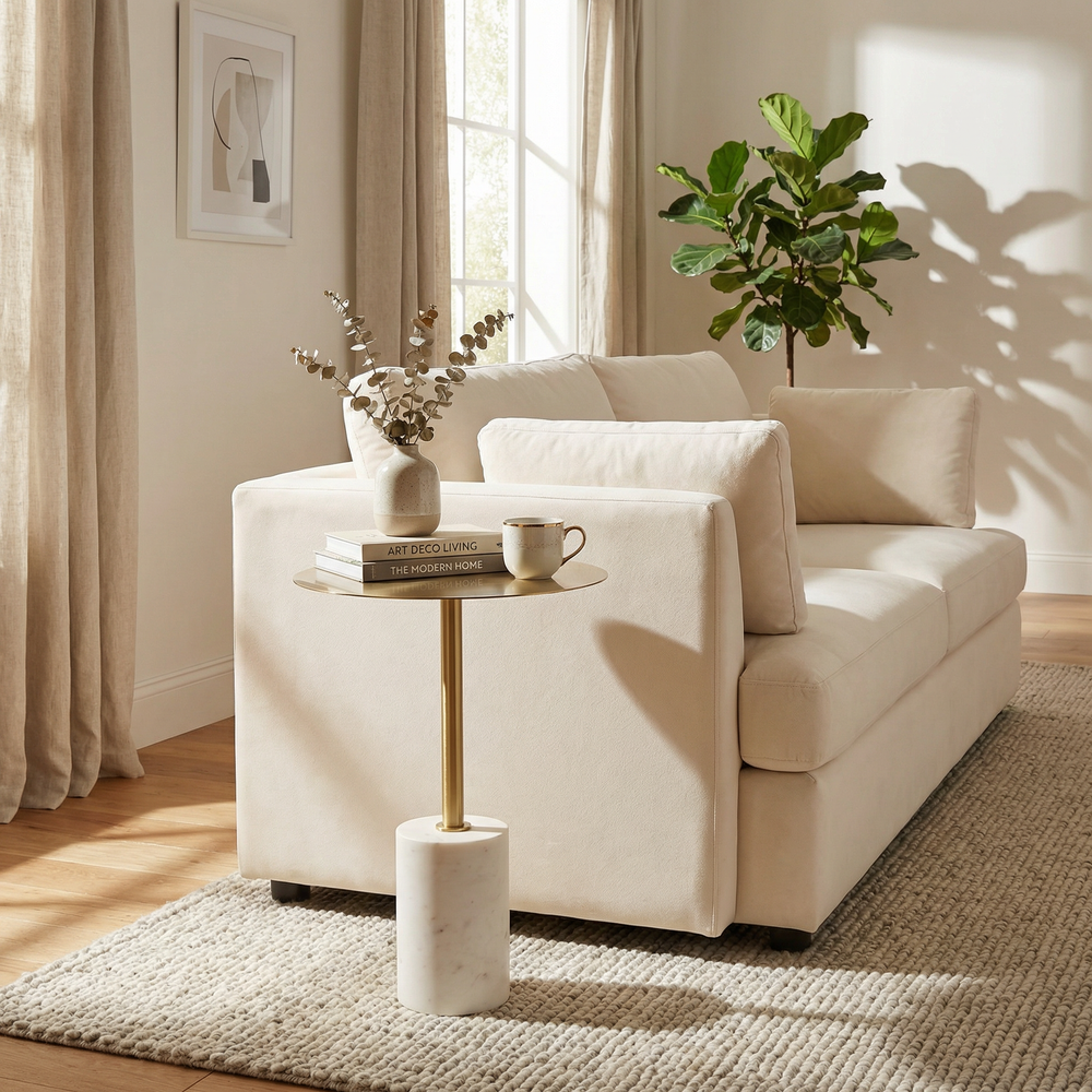 Terry Side Table With Marble Base - Brass