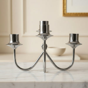 Bezel Metal Candle Holder, Silver