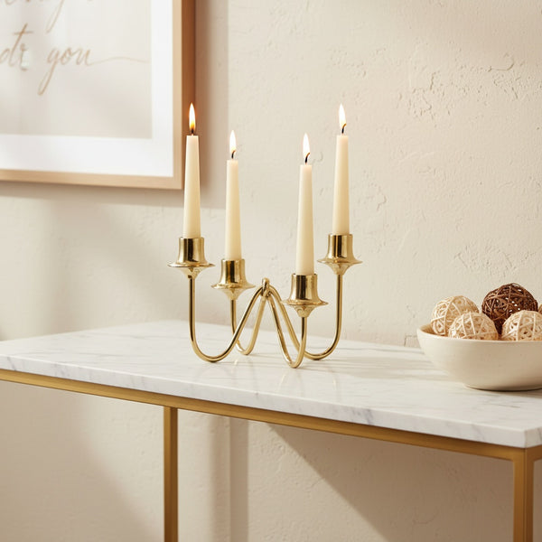 Bezel Metal Candle Holder, Gold