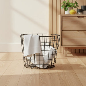 Linny Metal Storage Basket With Metal Handles, Set Of 2 - Black