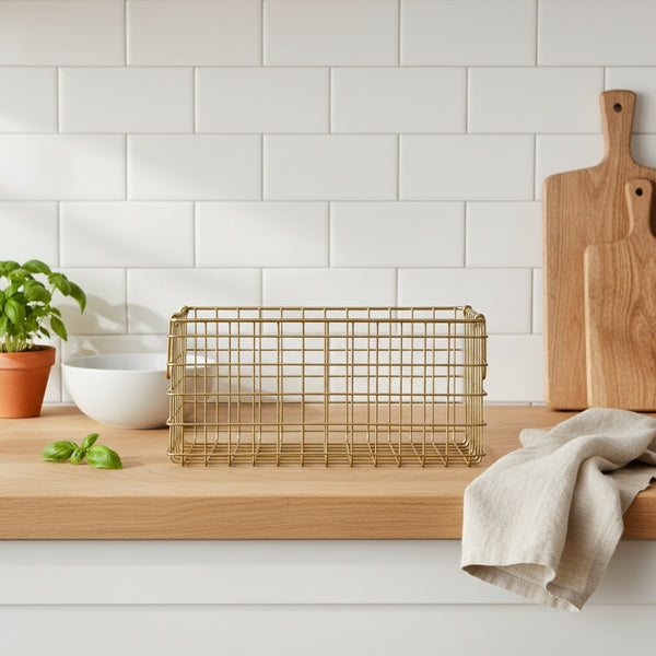 Syro Metal Storage Basket, Set Of 2 - Gold