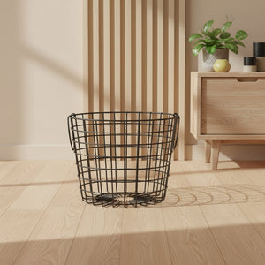 Linny Metal Storage Basket With Metal Handles, Set Of 2 - Black