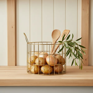 Lexa Round Metal Storage Baskets, Set of 2 - Gold