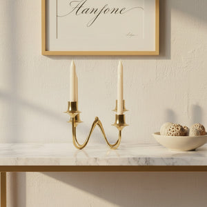 Bezel Metal Candle Holder, Gold