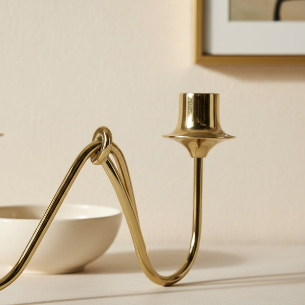 Bezel Metal Candle Holder, Gold