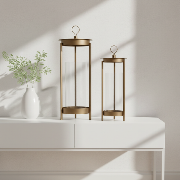 Cesca Metal Lantern, Set Of 2 - Brown