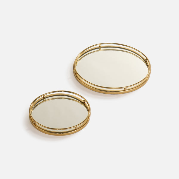 Zarin Mirrored Tray, Set Of 2 - Gold