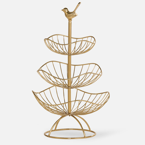 Fiza 3 Tier Serving Stand - Gold