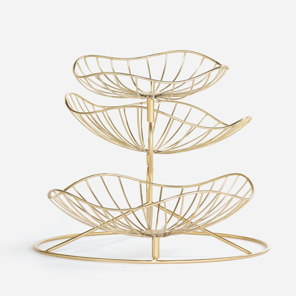 Arra 3 Tier Wire Serving Stand - Gold