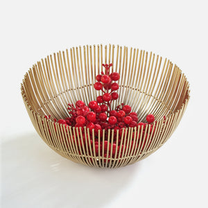 Hana Steel Fruit Basket- Gold