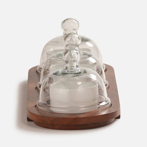 Dome Serving Tray with Metal Bowls- White