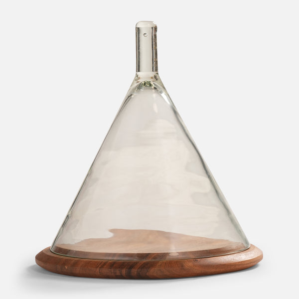 Dome Wooden Platter With Glass Cover, Large - Natural