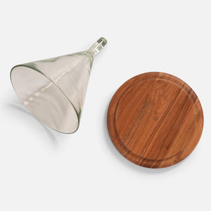 Dome Wooden Platter With Glass Cover, Large - Natural