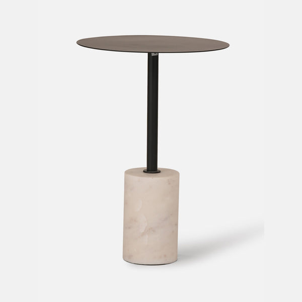 Terry Side Table With Marble Base - Black