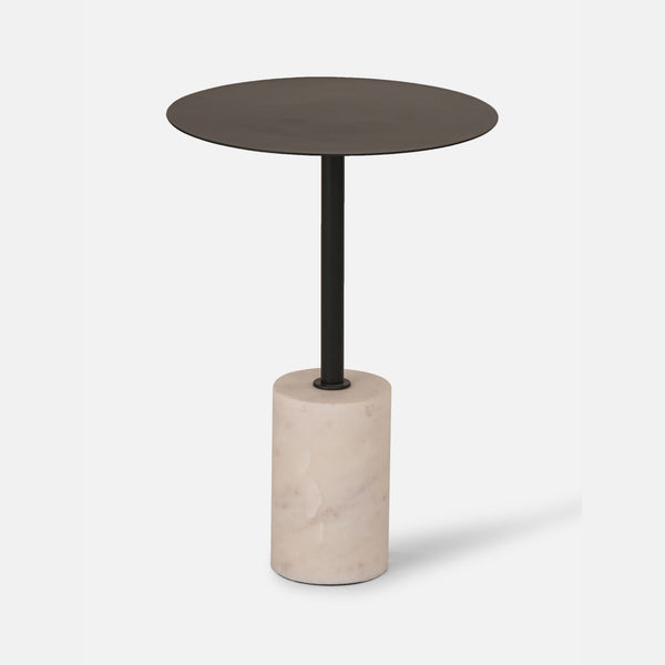 Terry Side Table With Marble Base - Black