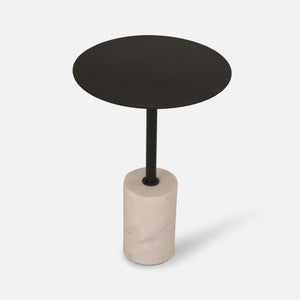 Terry Side Table With Marble Base - Black