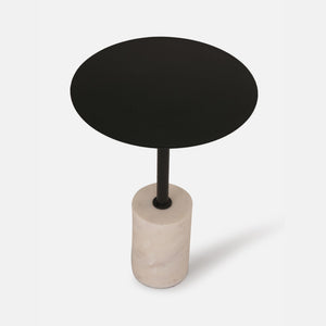 Terry Side Table With Marble Base - Black