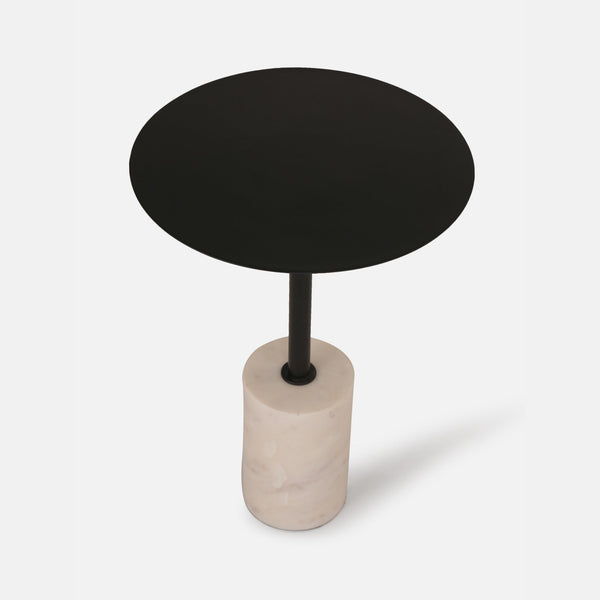 Terry Side Table With Marble Base - Black