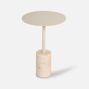 Terry Side Table With Marble Base - White