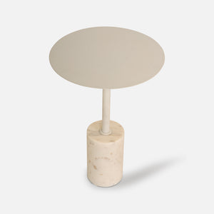 Terry Side Table With Marble Base - White