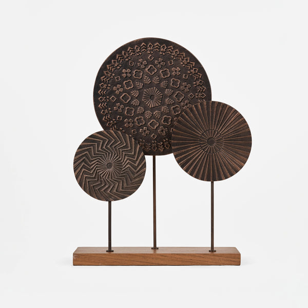 Aurel Metal Sculpture With Wooden Base - Brown