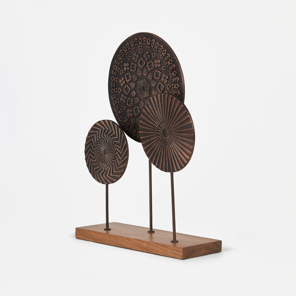 Aurel Metal Sculpture With Wooden Base - Brown