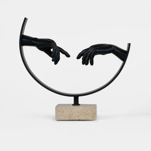 Sync Metal Sculpture With Marble Base - Black