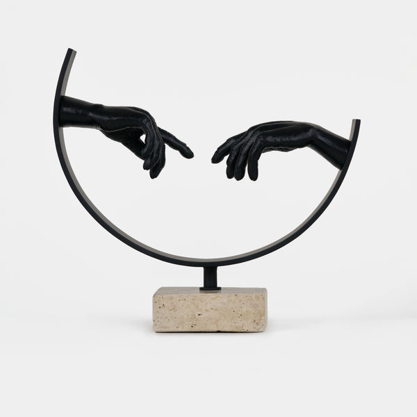 Sync Metal Sculpture With Marble Base - Black