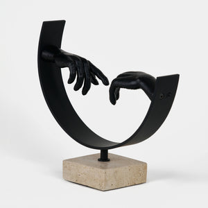 Sync Metal Sculpture With Marble Base - Black