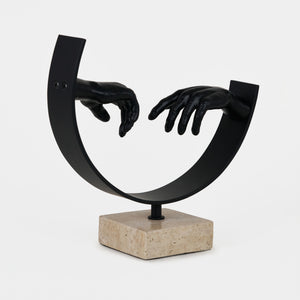 Sync Metal Sculpture With Marble Base - Black