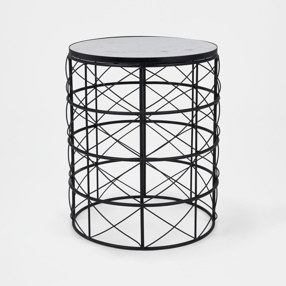 Nest Marble Side Table - Black & White