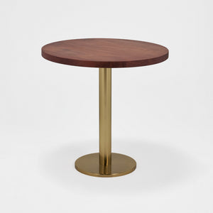 Joyce Side Table With Wooden Top - Gold & Walnut