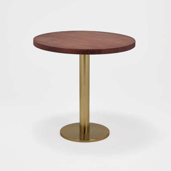 Joyce Side Table With Wooden Top - Gold & Walnut