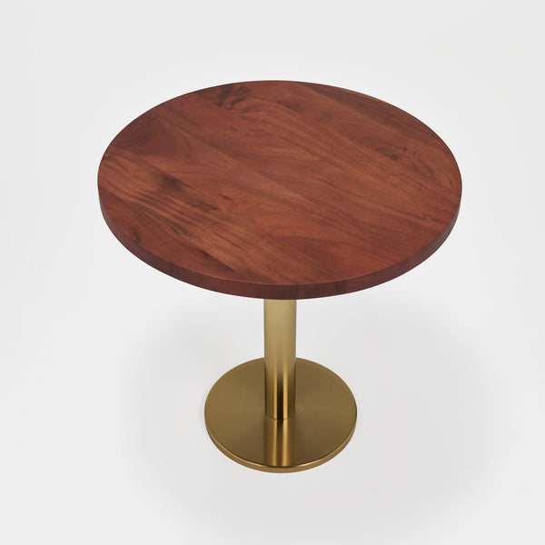 Joyce Side Table With Wooden Top - Gold & Walnut