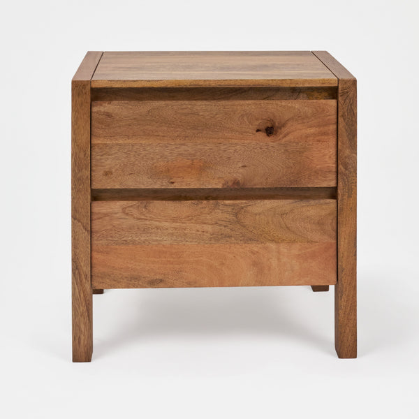 Stark 2 Drawer Wooden Nightstand - Natural