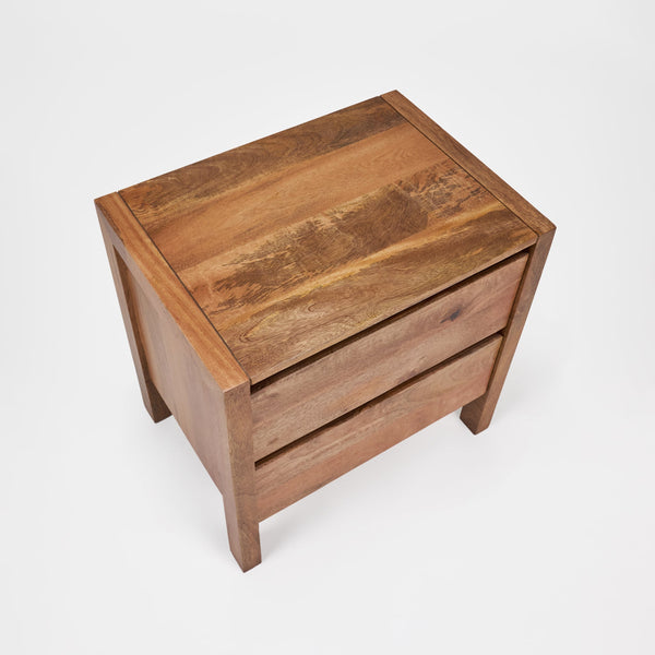 Stark 2 Drawer Wooden Nightstand - Natural