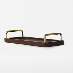 Coco Wooden Tray With Brass Handles, Set Of 2 - Brown