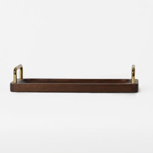 Coco Wooden Tray With Brass Handles, Set Of 2 - Brown
