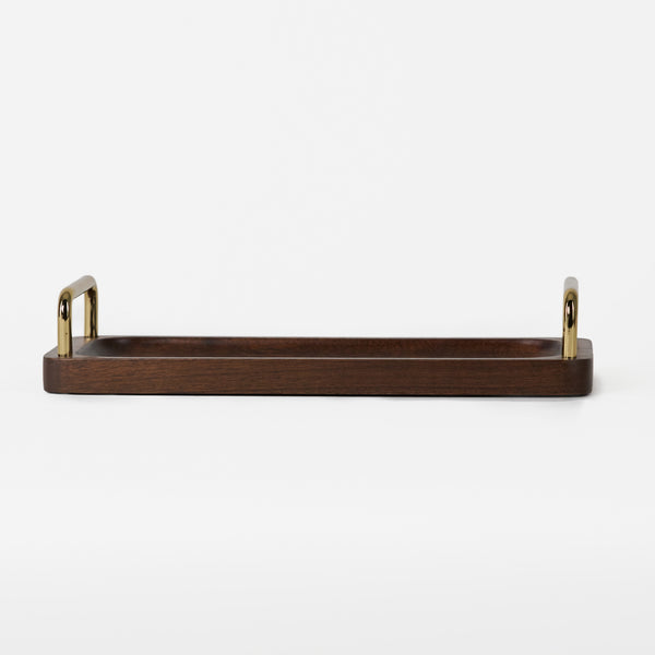 Coco Wooden Tray With Brass Handles, Set Of 2 - Brown