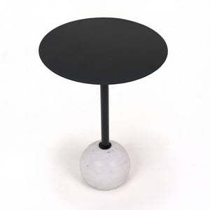 Yona Side Table With Marble Base - Black & White