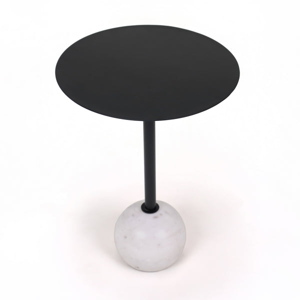 Yona Side Table With Marble Base - Black & White