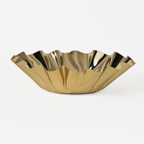 Quill Metal Decorative Bowl, Large - Gold
