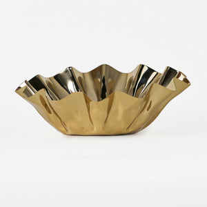 Quill Metal Decorative Bowl, Small - Gold